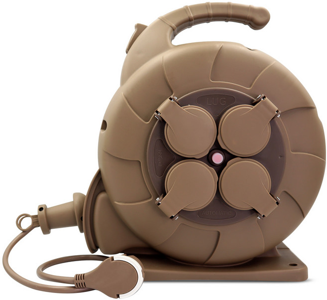 러그박스 오토릴선 20M 브라운 캡형 자동전기릴선 캠핑릴선 연장선 리드선, 1개