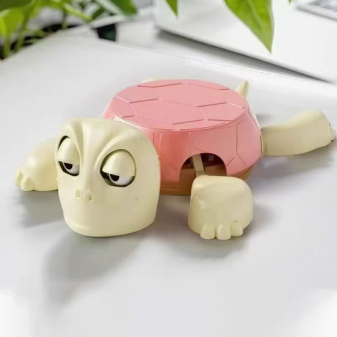 깜놀하는 거북이 컵 받침 테이블 소품, 1개, 핑크