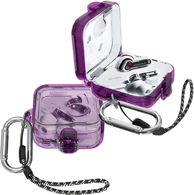 낫싱 이어2 투명 잠금 클립 케이스, 퍼플, 1개