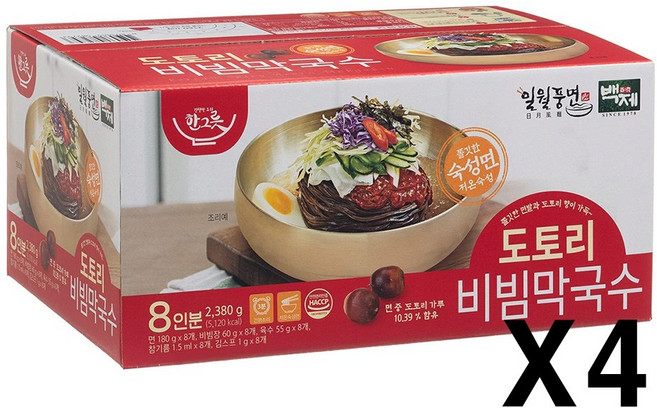 백제 도토리 비빔 막국수, 2.38kg, 4개