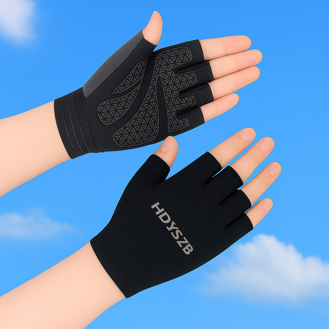 데일블룸 손가락장갑 메쉬 여름 반장갑 자전거장갑 등산장갑, 시크블랙, 1개