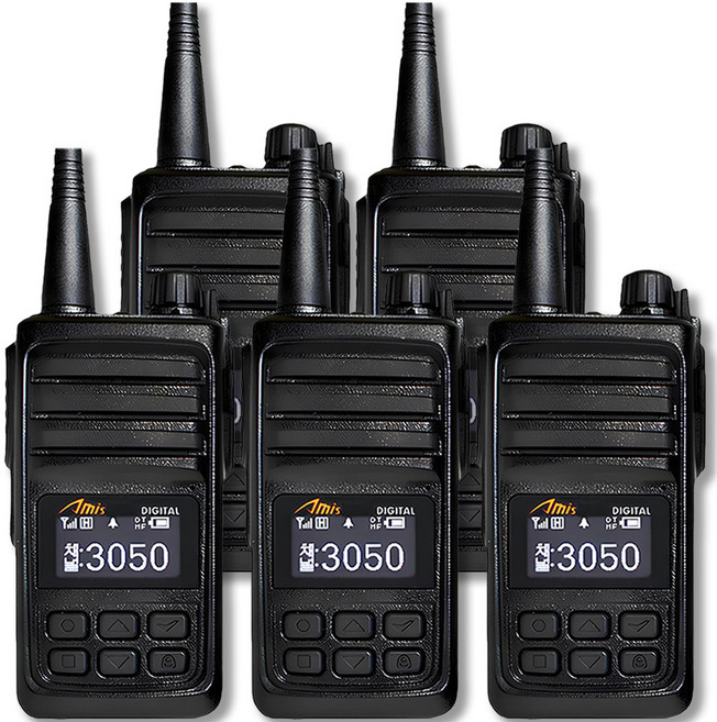 아미스 고성능 업무용 디지털무전기 D-500 + 경호용 이어마이크, 5개