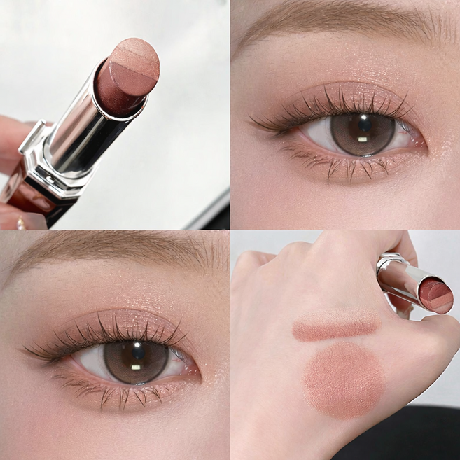 아이쉐도우스틱 그라데이션 아이섀도우 스틱섀도우 섬세한 그라데이션 글리터 하이라이터 아이쉐도우 스틱아이섀도우 아이섀도우 스틱 하이라이터 워터프루프 스틱섀도우, 2개, 04# 시나몬 파우더