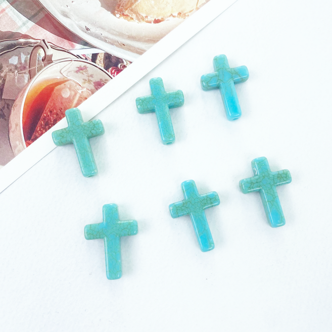 헤세드 대용량) 24mm 아크릴 십자가 비즈 직공(50개), 옥색, 50개