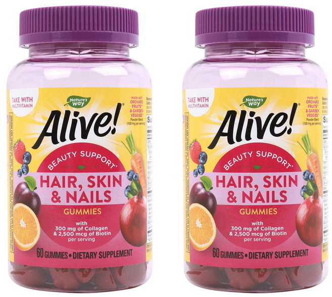 Nature's Way 然萃維 Alive膠原蛋白維生素草莓軟糖, 60顆, 2罐
