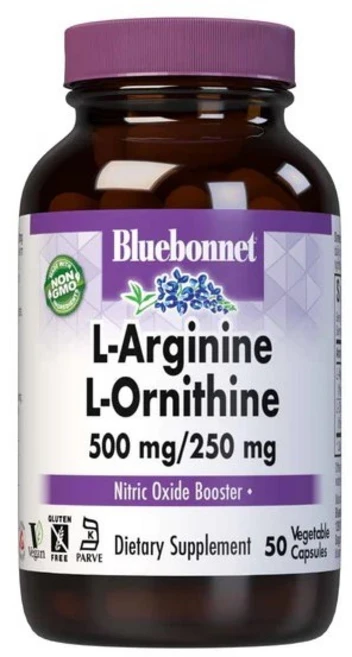 블루보넷 L-아르기닌 500mg L-오르니틴 250mg 베지터블 캡슐, 50개입, 1개, 50정 - 쿠팡
