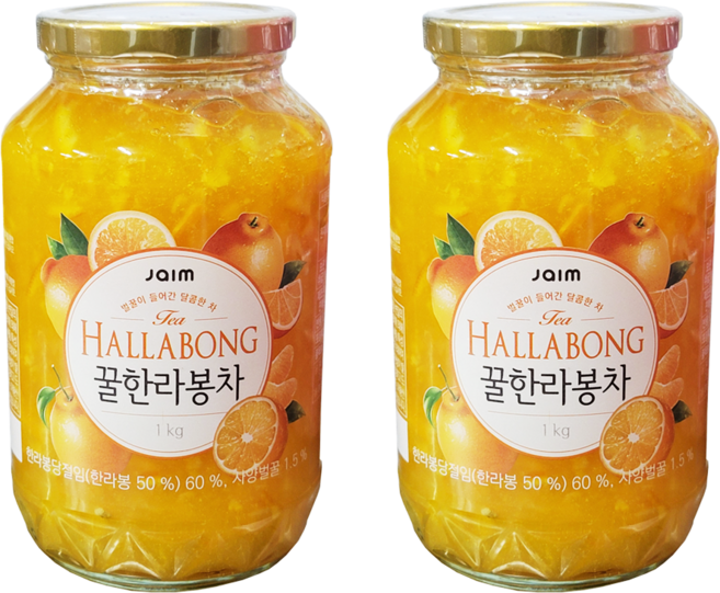벌꿀이 들어간 달콤한 꿀한라봉차 HALLABONG JAIM TEA 홈카페 에이드 요거트 잼, 2개, 1kg