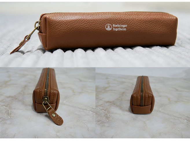 (무료이니셜) 가죽필통 대학생 중학생 선물용 펜파우치 럭스레더 수제사각필통, 1개, 황토색슈렁큰