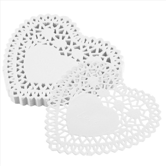100x 4 인치 흰색 사랑 하트 페이퍼 레이스 doilies doily cardmaking scrapbooking, 하얀색
