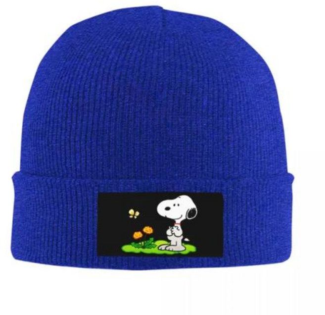 남녀공용 맞춤형 스누피 꽃 보넷 모자 니트 모자 힙합 따뜻한 비니 모자 성인 겨울