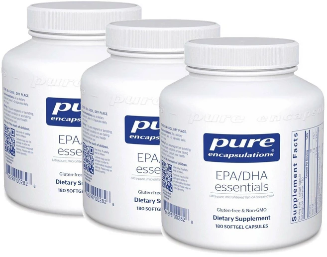 퓨어인캡슐레이션 에센셜 피쉬오일 오메가 소프트젤 Pure Encapsulations EPA DHA, 3개, 180정 - 쿠팡