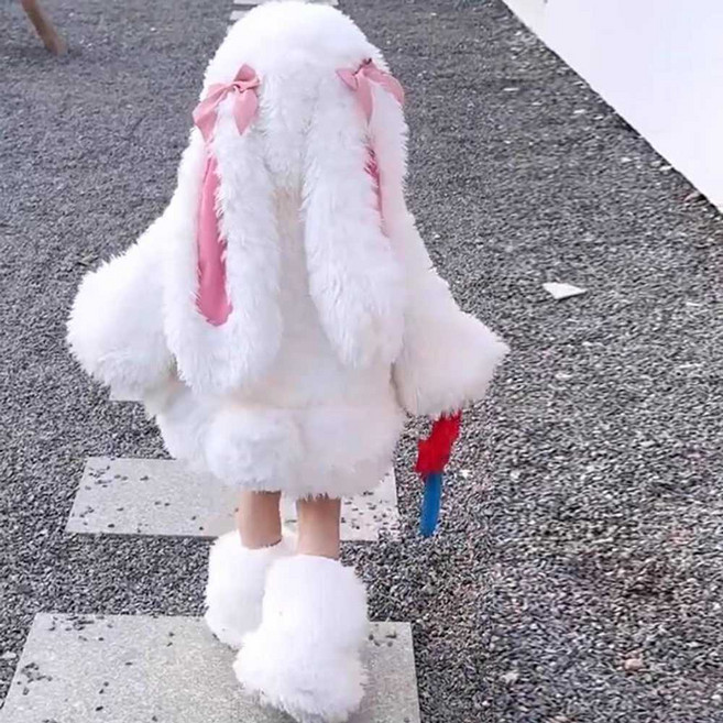 곰비임비 귀여운아기옷 완전 점퍼 귀여운아기바디슈트 코스프레옷, 1개, 140cm (아동) 토끼 세트