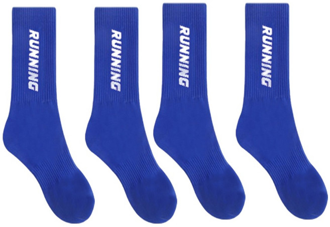 디망 여름 러닝 스포츠 장목 양말, 2개, 러닝블루