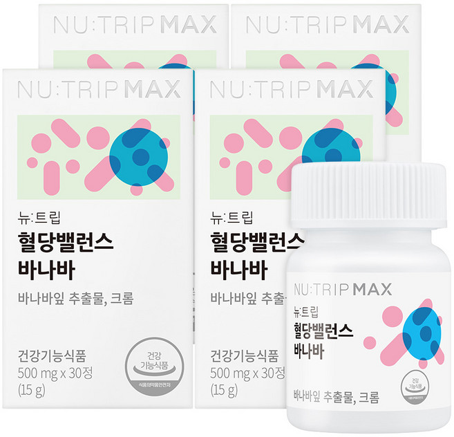 뉴트립 혈당밸런스 바나바 500 mg, 30정, 4개