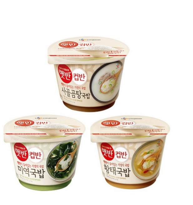 CJ제일제당 컵반 사골곰탕국밥 2개 + 미역국밥 2개 + 황태국밥 2개, 3세트, 1.004kg