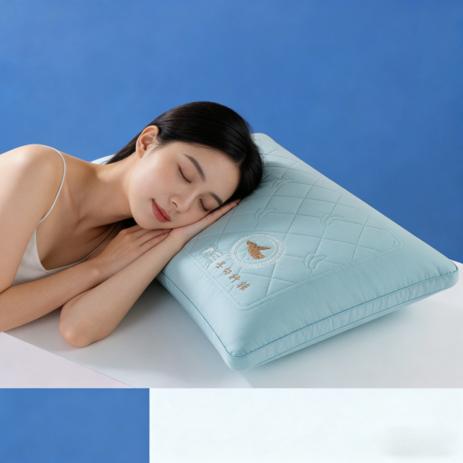 진드기 방지 면 건강 스킨 케어 가볍고 통기성 경추베개 2P, 블루, 2개