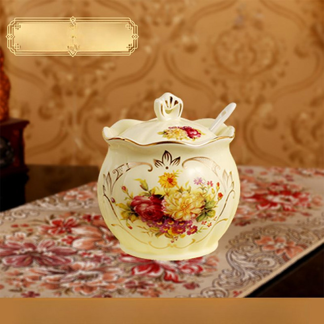 플라워 가정용 세라믹 향신료통 조미료 양념통 도자기세트, P