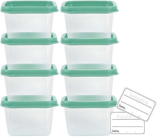 베베락 국산 엘파 큐브 이유식 용기, 120ml, 민트그린, 8개