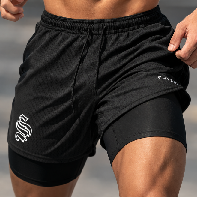 비침없는 편한 투인원 남자 레깅스 반바지 마라톤 러닝복