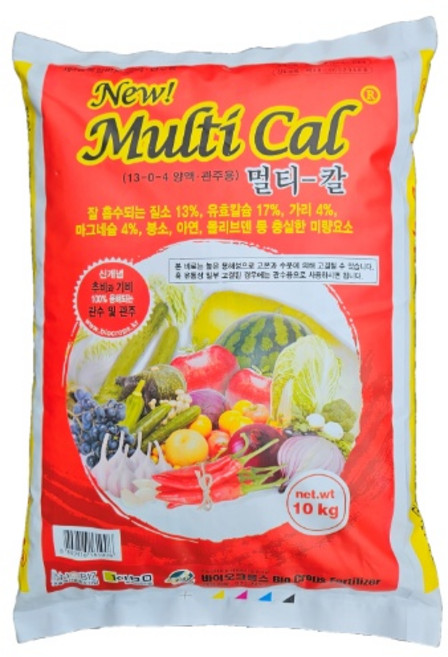 멀티칼 10kg 질소 질산칼슘 가리 칼리 수용성 관주용 기비 추비 웃거름 nk 비료, 1개