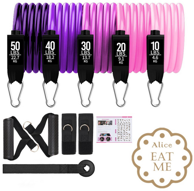 멀티 튜빙밴드 어깨운동 기구 10종 세트 전문가용 100lb 발목스트랩 도어앵커, 퍼플, 1개