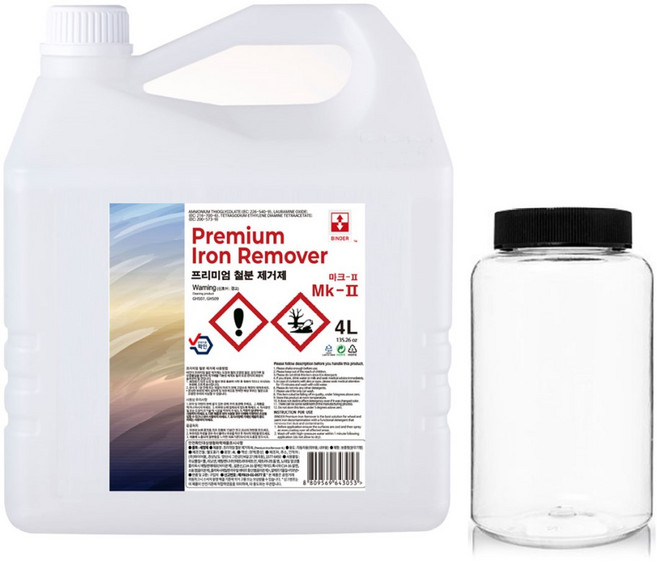 바인더 철분제거제 대용량 자동차 차량 도장 휠 녹제거 아이언 리무버 4리터+소분용기, 1개, 4L
