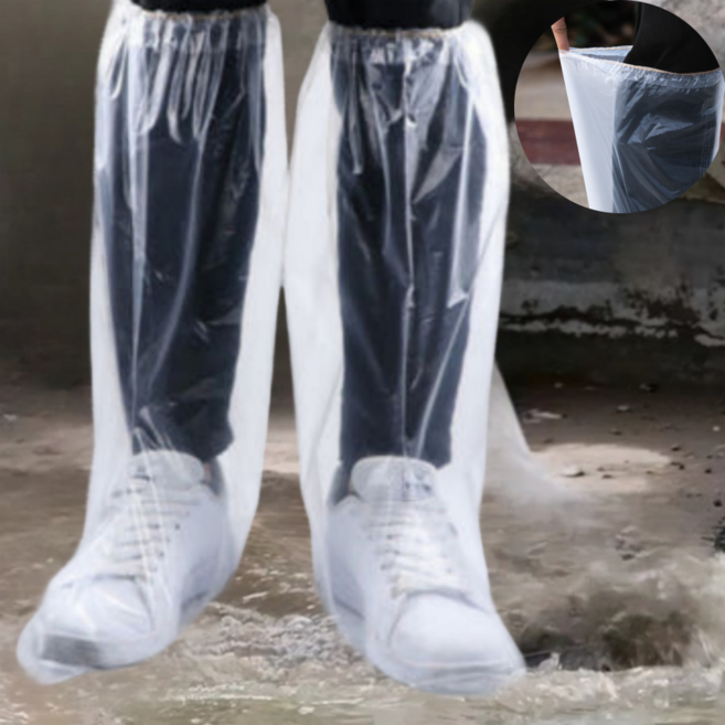 신발지켜 일회용 긴 비닐장화 고무밴드 오염방지 방수 신발커버, 20개