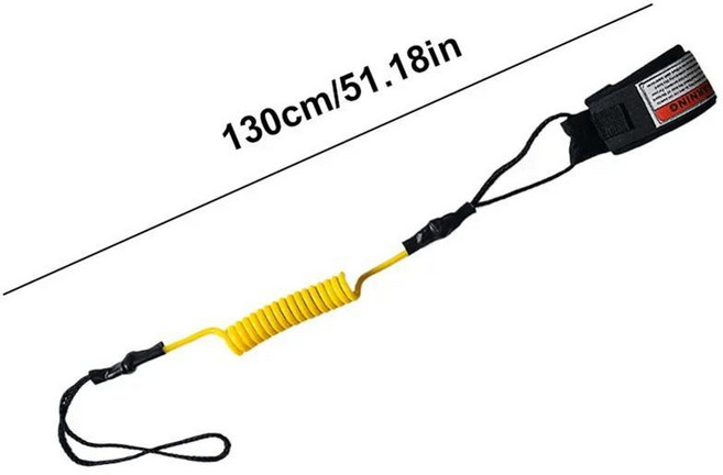 서핑 보드 가죽 조정 가능한 코일 SUP 스프링 손목 스트랩 스탠드 패들 다리 로프 안전, 색상: 1. Yellow 130CM