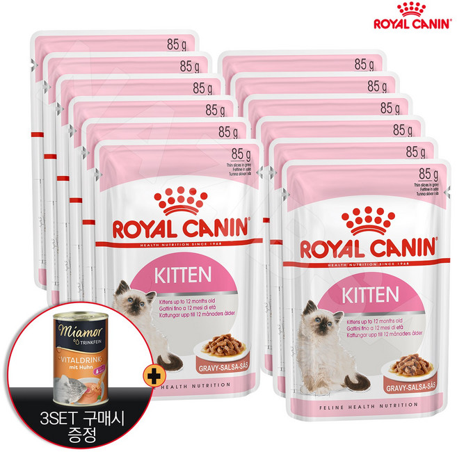 로얄캐닌 캣 키튼 파우치 85gX12팩 생후12개월까지 면역관리 어린고양이습식사료, 70g, 12개, 닭, 3set이상 구매시 미아모아 바이탈드링크 증정