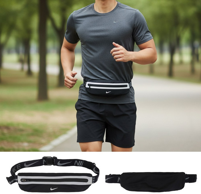 나이키 런닝 벨트 웨이스트백 초경량 허리색 힙팩 마라톤 조깅 운동 허리 가방 핸드폰 러닝벨트, 1개