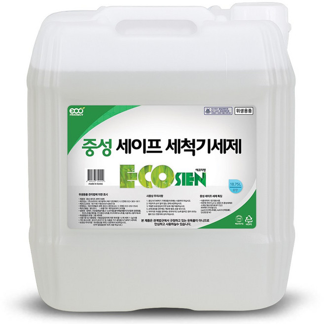 에코지엥 중성 세이프 식기세척기세제 18.75L 1종 원료사용, 1개