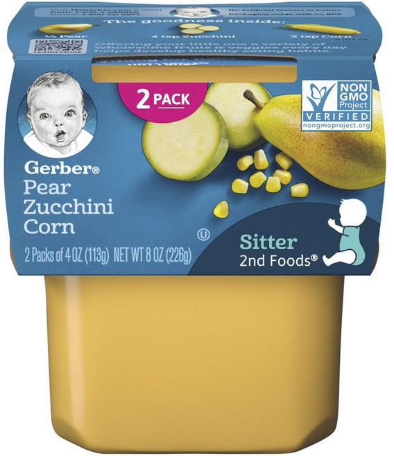 거버 어린이 과일퓨레 113g, 배 + 주키니 + 옥수수, 2개