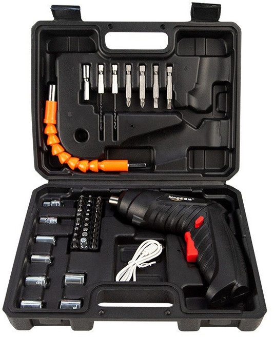 MILLANDA 다기능 핸디 충전식 전동 드라이버 핸드드릴 전기 드릴 가정용 소형 권총 리튬전지드릴공구, 1개