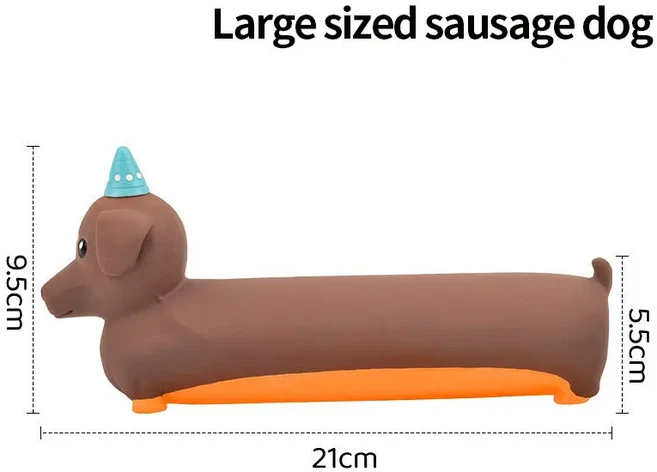 강아지 씹는 장난감 시뮬레이션 닥스훈트 삑삑이 애완동물 내구성 훈련용 실리콘 치아 청소, 01 1pc, 05 Large sausage dog, 1 - 쿠팡