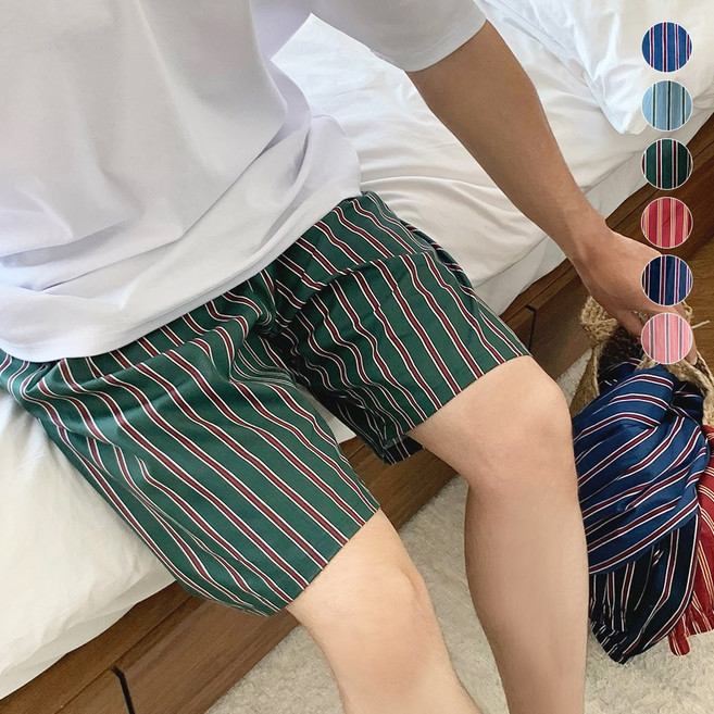 MARIQUE-맨즈 국내산 스트라이프 5부 순면 파자마 6컬러