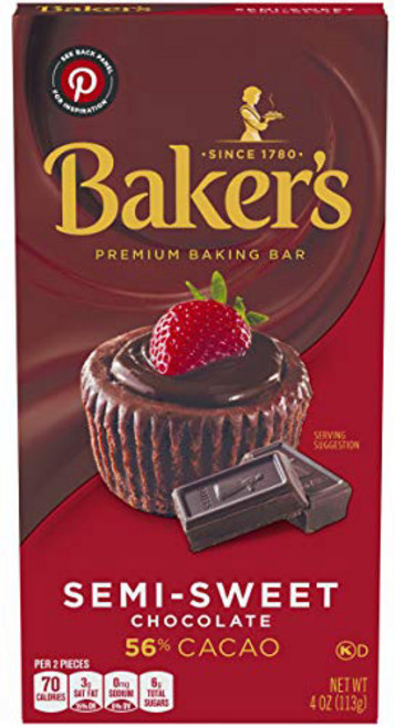 Baker's Premium Semi-Sweet Chocolate Baking Bar (4 oz Bo Baker's 프리미엄 세미 스위트 초콜릿 베이킹 바(4온스 상자 12개 팩, 113g