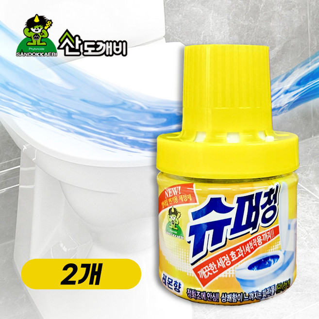슈퍼청 화장실 변기 레몬향 자동 세정제 변기청소 냄새제거, 180g, 2세트
