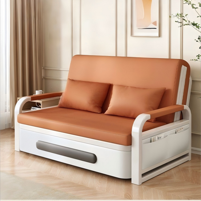 접이식 소파침대 1인용 확장형 쇼파베드 겸용 쇼파 리클라이너 공간활용, 오렌지