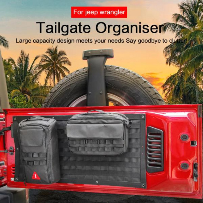 테일 도어 보관 가방 도구 키트 주최자 지프 랭글러 용 캠핑 매트 Jk Jl 2007-2018 + 자동차 액세서리, 1개