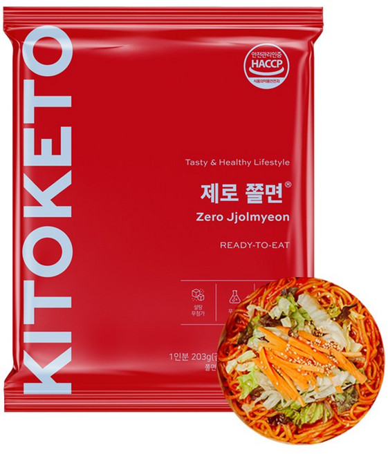 [키토케토] 제로쫄면 호라산밀 곤약 무설탕 저탄고지 다이어트쫄면 (203g), 406g, 1개