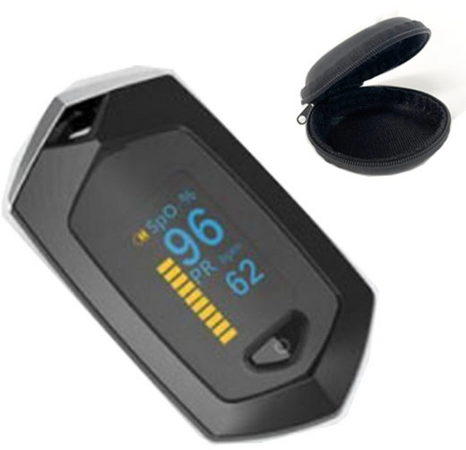 봄앤 무선충전식 휴대용 혈중산소포화도 맥박측정기 광센서 심장박동 펄스옥시미터 산소농도 호흡기체크, 무선충전형(블랙+케이스), 1개