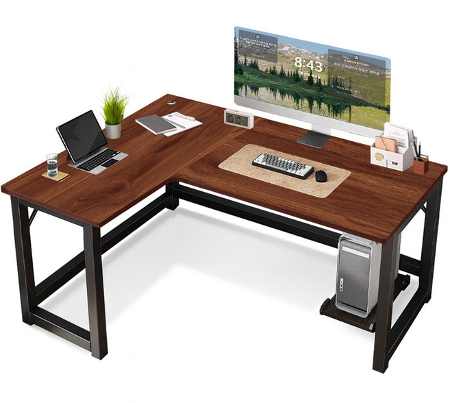 이엔비 L자형 코너 책상, 브라운