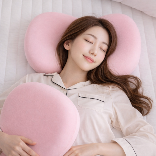 하늘움 부드러운촉감 메모리폼 숙면베개, 1개, 분홍색