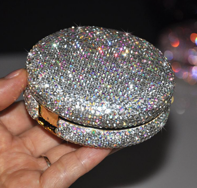 [라쥬엘] 크리스탈글로우 원형 쿠션 케이스 화장품 DIY 파데프리, 1개, 실버