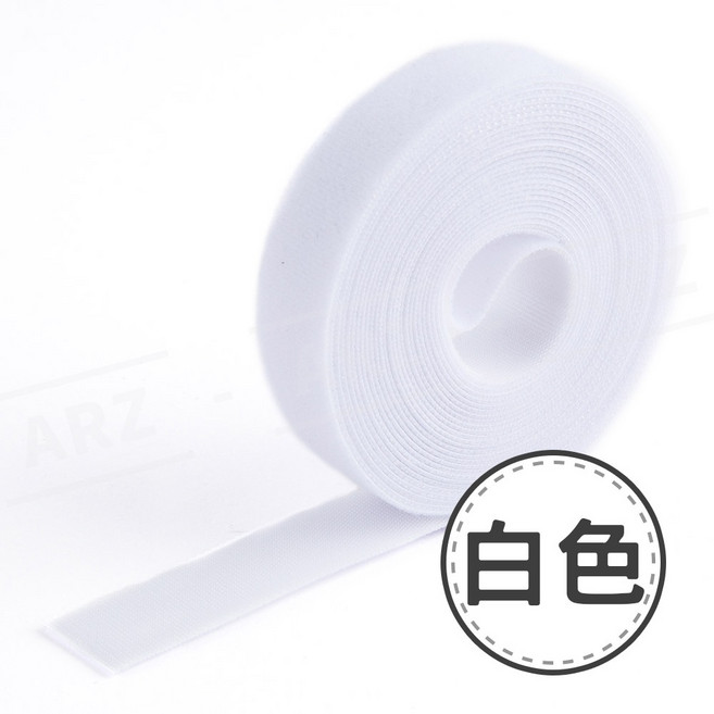 ARZ 魔鬼氈束帶 寬2cm/5米 雙面無膠 束線帶, 1個, 白色,5米