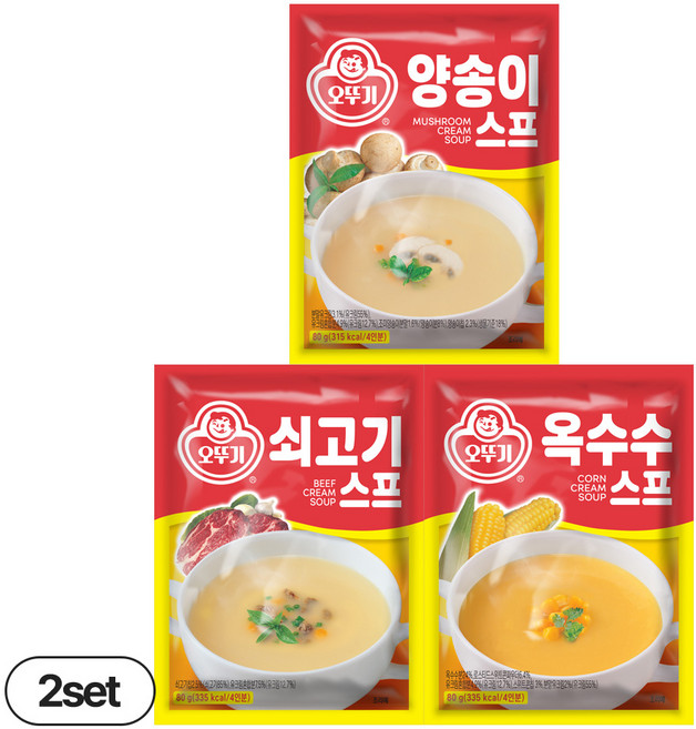 오뚜기 스프 80g 3종 2개씩(양송이+쇠고기+옥수수), 1세트, 480g