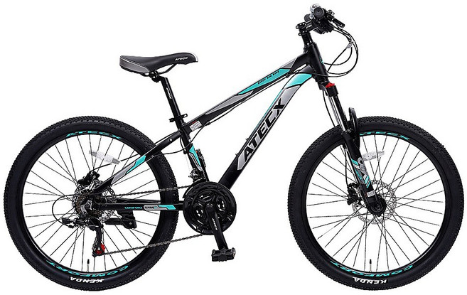 [아텍스자전거] COMFORT 2400D 24인치 21단 주니어용 MTB 자전거 2022, 블랙/네온, 1개
