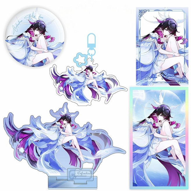 원신 굿즈 콜롬비나 키링 배지 색지 아크릴 스탠드 세트, 콜롬비나 풀세트