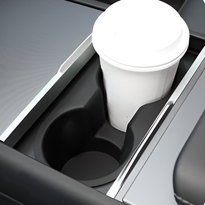 테슬라 모델3하이랜드 모델Y주니퍼 센터콘솔 실리콘 날개형 커버 컵홀더, 블랙, 1개