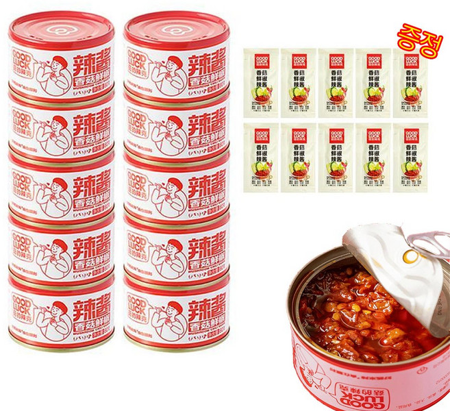 중국식품 good luck 표고고추 매운장 양념장 비빔국수 비빔밥 장 (핫소스 봉지 증정), 10개, 80g